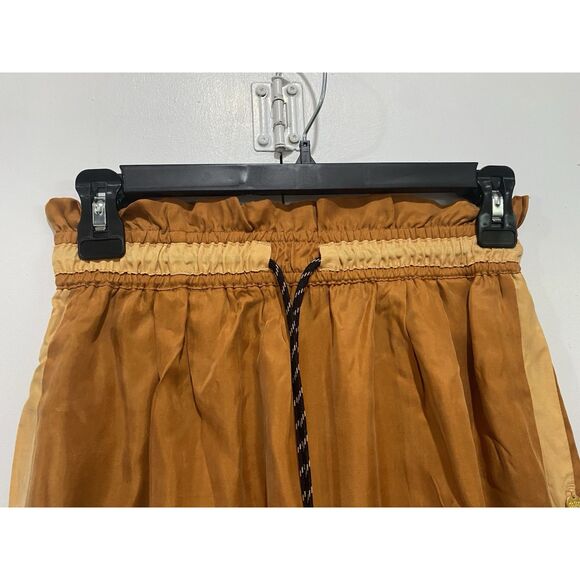 Scotch & Soda Skirt XSmall Drawstring Tied Waist Striped Sides Cupro Short Brown - Picture 3 of 8